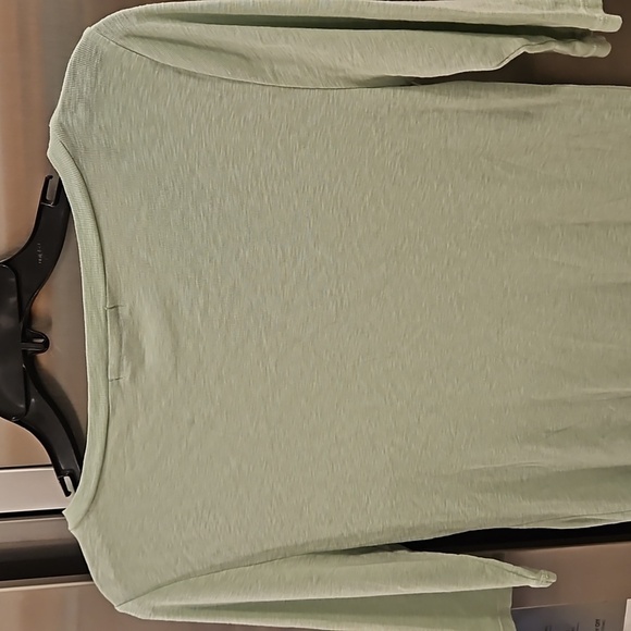 💕MICHAEL STARS💕 Dot Boatneck 3/4 Sleeve Slub Jersey Knit Tee ~ Mint Green NWOT - Picture 4 of 13